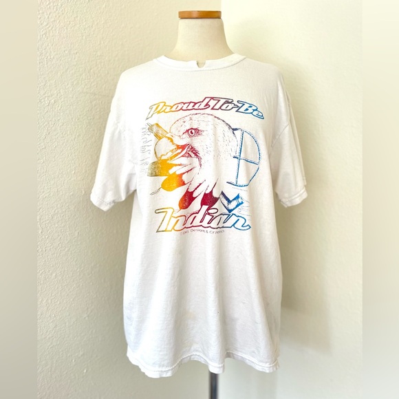 Vintage Proud To Be Indian Indigenous Pride Eagle Feathers Graphic Tee Large - Picture 1 of 10
